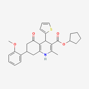 Cyclopentyl 7-(2-methoxyphenyl)-2-methyl-5-oxo-4-(thiophen-2-yl)-1,4,5,6,7,8-hexahydroquinoline-3-carboxylate