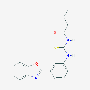 molecular formula C20H21N3O2S B399282 N-{[5-(1,3-benzoxazol-2-yl)-2-methylphenyl]carbamothioyl}-3-methylbutanamide CAS No. 429641-28-1