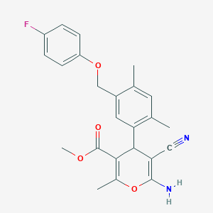 methyl 6-amino-5-cyano-4-{5-[(4-fluorophenoxy)methyl]-2,4-dimethylphenyl}-2-methyl-4H-pyran-3-carboxylate