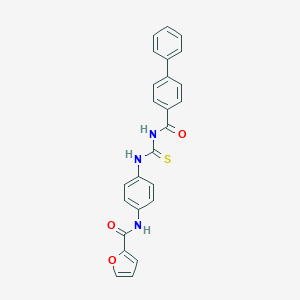 molecular formula C25H19N3O3S B399287 N-(4-{[(biphenyl-4-ylcarbonyl)carbamothioyl]amino}phenyl)furan-2-carboxamide 