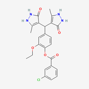 4-[bis(5-hydroxy-3-methyl-1H-pyrazol-4-yl)methyl]-2-ethoxyphenyl 3-chlorobenzoate