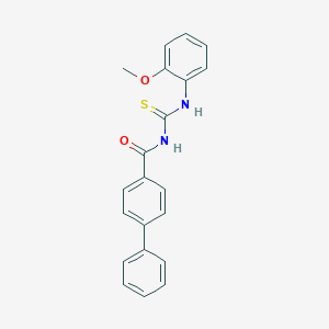 molecular formula C21H18N2O2S B399289 N-[(2-methoxyphenyl)carbamothioyl]biphenyl-4-carboxamide 