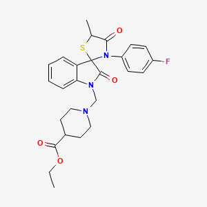 molecular formula C26H28FN3O4S B3992915 Ethyl 1-{[3'-(4-fluorophenyl)-5'-methyl-2,4'-dioxo-1,2-dihydrospiro[indole-3,2'-[1,3]thiazolidin]-1-YL]methyl}piperidine-4-carboxylate 