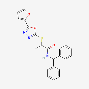 molecular formula C22H19N3O3S B3992933 N-BENZHYDRYL-2-{[5-(2-FURYL)-1,3,4-OXADIAZOL-2-YL]SULFANYL}PROPANAMIDE 