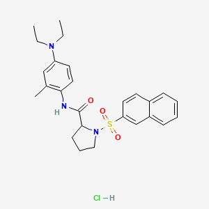 molecular formula C26H32ClN3O3S B3992935 N-[4-(diethylamino)-2-methylphenyl]-1-(2-naphthylsulfonyl)prolinamide hydrochloride 