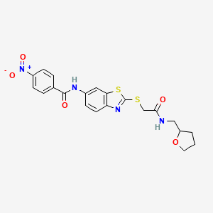 4-nitro-N-[2-[2-oxo-2-(oxolan-2-ylmethylamino)ethyl]sulfanyl-1,3-benzothiazol-6-yl]benzamide