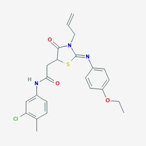 molecular formula C23H24ClN3O3S B399305 2-{3-allyl-2-[(4-ethoxyphenyl)imino]-4-oxo-1,3-thiazolidin-5-yl}-N-(3-chloro-4-methylphenyl)acetamide 