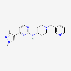 molecular formula C20H25N7 B3993083 4-(1,3-dimethyl-1H-pyrazol-4-yl)-N-[1-(3-pyridinylmethyl)-4-piperidinyl]-2-pyrimidinamine bis(trifluoroacetate) 