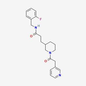 molecular formula C22H26FN3O2 B3993091 N-(2-fluorobenzyl)-3-[1-(3-pyridinylacetyl)-3-piperidinyl]propanamide 