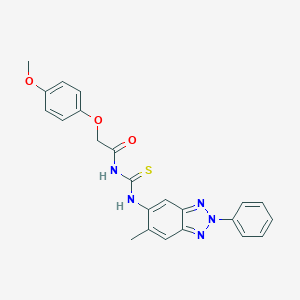 molecular formula C23H21N5O3S B399318 2-(4-methoxyphenoxy)-N-[(6-methyl-2-phenyl-2H-benzotriazol-5-yl)carbamothioyl]acetamide 