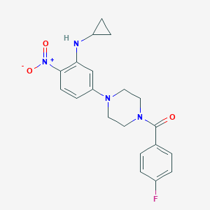 molecular formula C20H21FN4O3 B399325 1-{3-(Cyclopropylamino)-4-nitrophenyl}-4-(4-fluorobenzoyl)piperazine 