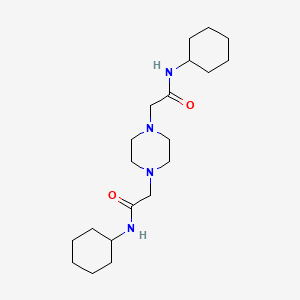 molecular formula C20H36N4O2 B3993256 N-cyclohexyl-2-[4-[2-(cyclohexylamino)-2-oxoethyl]piperazin-1-yl]acetamide 