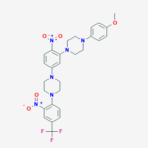molecular formula C28H29F3N6O5 B399328 1-(2-Nitro-5-{4-[2-nitro-4-(trifluoromethyl)phenyl]piperazin-1-yl}phenyl)-4-(4-methoxyphenyl)piperazine 