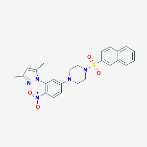 molecular formula C25H25N5O4S B399330 1-[3-(3,5-dimethyl-1H-pyrazol-1-yl)-4-nitrophenyl]-4-(2-naphthylsulfonyl)piperazine 