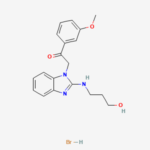 molecular formula C19H22BrN3O3 B3993315 2-{2-[(3-hydroxypropyl)amino]-1H-benzimidazol-1-yl}-1-(3-methoxyphenyl)ethanone hydrobromide 