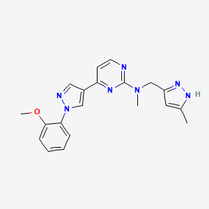 molecular formula C20H21N7O B3993340 4-[1-(2-methoxyphenyl)-1H-pyrazol-4-yl]-N-methyl-N-[(5-methyl-1H-pyrazol-3-yl)methyl]pyrimidin-2-amine 