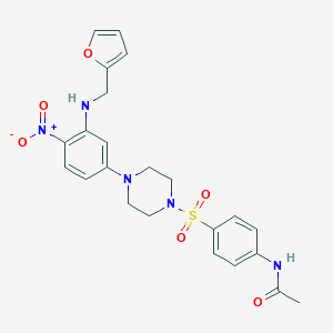 molecular formula C23H25N5O6S B399336 N-{4-[(4-{3-[(2-furylmethyl)amino]-4-nitrophenyl}piperazin-1-yl)sulfonyl]phenyl}acetamide 