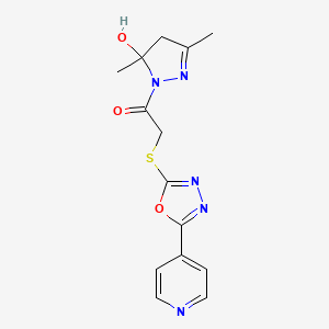 3,5-dimethyl-1-({[5-(4-pyridinyl)-1,3,4-oxadiazol-2-yl]thio}acetyl)-4,5-dihydro-1H-pyrazol-5-ol