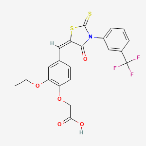 [2-ethoxy-4-({4-oxo-2-thioxo-3-[3-(trifluoromethyl)phenyl]-1,3-thiazolidin-5-ylidene}methyl)phenoxy]acetic acid