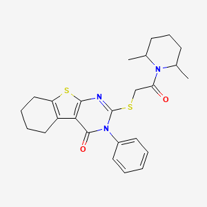 2-{[2-(2,6-dimethyl-1-piperidinyl)-2-oxoethyl]thio}-3-phenyl-5,6,7,8-tetrahydro[1]benzothieno[2,3-d]pyrimidin-4(3H)-one