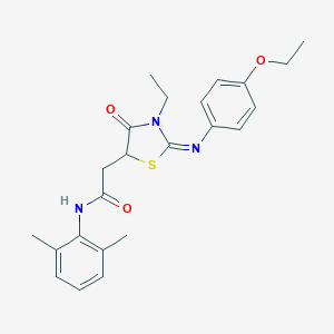 molecular formula C23H27N3O3S B399349 N-(2,6-dimethylphenyl)-2-{2-[(4-ethoxyphenyl)imino]-3-ethyl-4-oxo-1,3-thiazolidin-5-yl}acetamide 