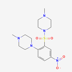 molecular formula C16H25N5O4S B3993507 1-methyl-4-[2-(4-methylpiperazin-1-yl)sulfonyl-4-nitrophenyl]piperazine 