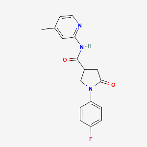 molecular formula C17H16FN3O2 B3993582 1-(4-fluorophenyl)-N-(4-methylpyridin-2-yl)-5-oxopyrrolidine-3-carboxamide 