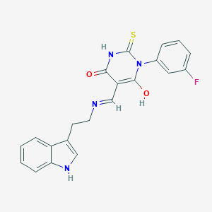 B399363 1-(3-Fluorophenyl)-6-hydroxy-5-[2-(1H-indol-3-yl)ethyliminomethyl]-2-sulfanylidenepyrimidin-4-one CAS No. 663944-72-7