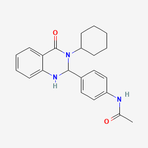 N-[4-(3-cyclohexyl-4-oxo-1,2,3,4-tetrahydro-2-quinazolinyl)phenyl]acetamide