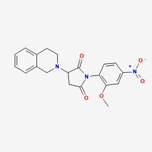 molecular formula C20H19N3O5 B3993714 3-(3,4-dihydroisoquinolin-2(1H)-yl)-1-(2-methoxy-4-nitrophenyl)pyrrolidine-2,5-dione 