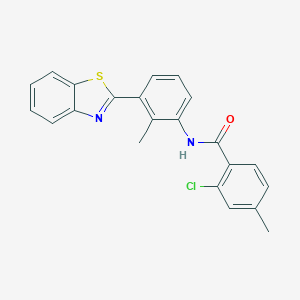 molecular formula C22H17ClN2OS B399372 N-[3-(1,3-benzothiazol-2-yl)-2-methylphenyl]-2-chloro-4-methylbenzamide 
