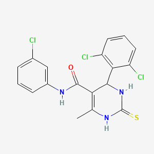 N-(3-chlorophenyl)-4-(2,6-dichlorophenyl)-6-methyl-2-sulfanylidene-3,4-dihydro-1H-pyrimidine-5-carboxamide