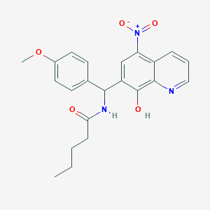 N-[(8-hydroxy-5-nitroquinolin-7-yl)(4-methoxyphenyl)methyl]pentanamide