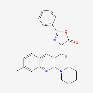 (4Z)-4-{[7-METHYL-2-(PIPERIDIN-1-YL)QUINOLIN-3-YL]METHYLIDENE}-2-PHENYL-4,5-DIHYDRO-1,3-OXAZOL-5-ONE