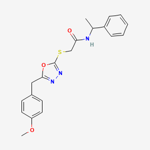 2-{[5-(4-methoxybenzyl)-1,3,4-oxadiazol-2-yl]sulfanyl}-N-(1-phenylethyl)acetamide