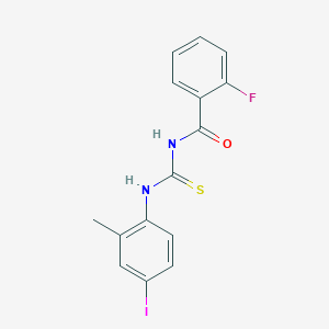 molecular formula C15H12FIN2OS B399394 2-fluoro-N-[(4-iodo-2-methylphenyl)carbamothioyl]benzamide 