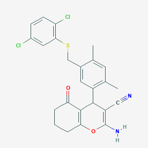 2-amino-4-(5-{[(2,5-dichlorophenyl)thio]methyl}-2,4-dimethylphenyl)-5-oxo-5,6,7,8-tetrahydro-4H-chromene-3-carbonitrile