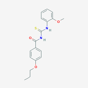 molecular formula C18H20N2O3S B399403 N-[(2-methoxyphenyl)carbamothioyl]-4-propoxybenzamide 