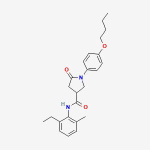 molecular formula C24H30N2O3 B3994044 1-(4-butoxyphenyl)-N-(2-ethyl-6-methylphenyl)-5-oxopyrrolidine-3-carboxamide 