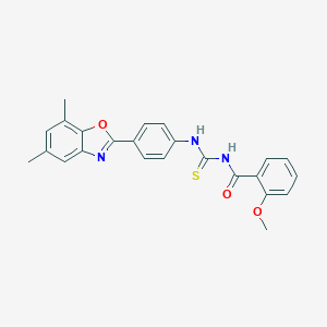 molecular formula C24H21N3O3S B399405 N-{[4-(5,7-dimethyl-1,3-benzoxazol-2-yl)phenyl]carbamothioyl}-2-methoxybenzamide 