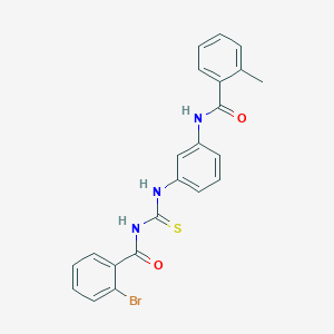 molecular formula C22H18BrN3O2S B399410 2-bromo-N-[(3-{[(2-methylphenyl)carbonyl]amino}phenyl)carbamothioyl]benzamide 