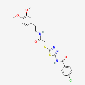 molecular formula C21H21ClN4O4S2 B3994107 4-chloro-N-{5-[(2-{[2-(3,4-dimethoxyphenyl)ethyl]amino}-2-oxoethyl)thio]-1,3,4-thiadiazol-2-yl}benzamide 