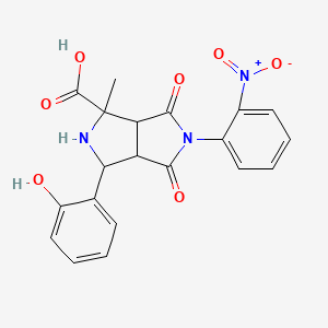 molecular formula C20H17N3O7 B3994133 3-(2-hydroxyphenyl)-1-methyl-5-(2-nitrophenyl)-4,6-dioxooctahydropyrrolo[3,4-c]pyrrole-1-carboxylic acid 