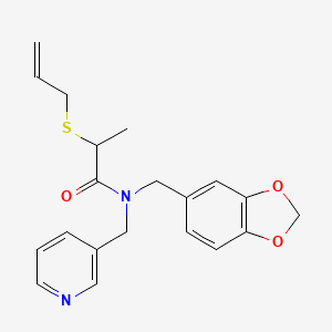 molecular formula C20H22N2O3S B3994154 2-(allylthio)-N-(1,3-benzodioxol-5-ylmethyl)-N-(pyridin-3-ylmethyl)propanamide 