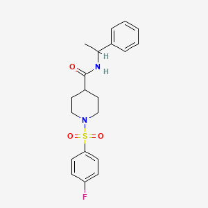 molecular formula C20H23FN2O3S B3994186 1-[(4-fluorophenyl)sulfonyl]-N-(1-phenylethyl)-4-piperidinecarboxamide 