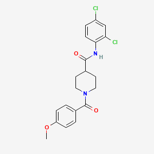 molecular formula C20H20Cl2N2O3 B3994224 N-(2,4-dichlorophenyl)-1-(4-methoxybenzoyl)piperidine-4-carboxamide 