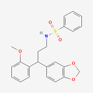 molecular formula C23H23NO5S B3994247 N-[3-(2H-13-BENZODIOXOL-5-YL)-3-(2-METHOXYPHENYL)PROPYL]BENZENESULFONAMIDE 