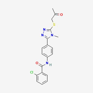 molecular formula C19H17ClN4O2S B3994265 2-chloro-N-[4-[4-methyl-5-(2-oxopropylsulfanyl)-1,2,4-triazol-3-yl]phenyl]benzamide 