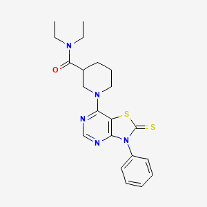 N,N-diethyl-1-(3-phenyl-2-thioxo-2,3-dihydro[1,3]thiazolo[4,5-d]pyrimidin-7-yl)-3-piperidinecarboxamide