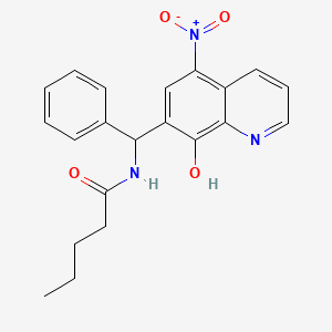 molecular formula C21H21N3O4 B3994298 N-[(8-hydroxy-5-nitroquinolin-7-yl)(phenyl)methyl]pentanamide 